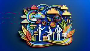 Paper art illustration featuring an employee reprimand form on a desk with a pen and office supplies