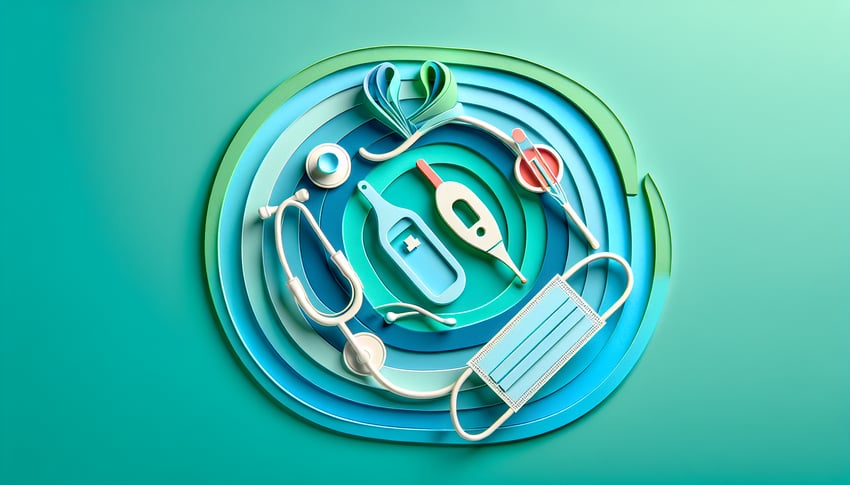 Paper art illustration of a negative COVID-19 test reporting form on a colorful background
