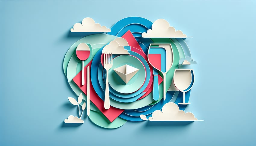 Paper art illustration representing a restaurant order form for FormCreatorAI article