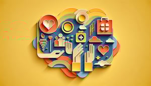 Paper art illustration depicting a community service form template for FormCreatorAI