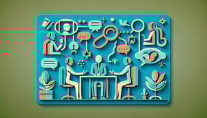 Paper art illustration featuring a candidate interview form with checkboxes and writing spaces for responses