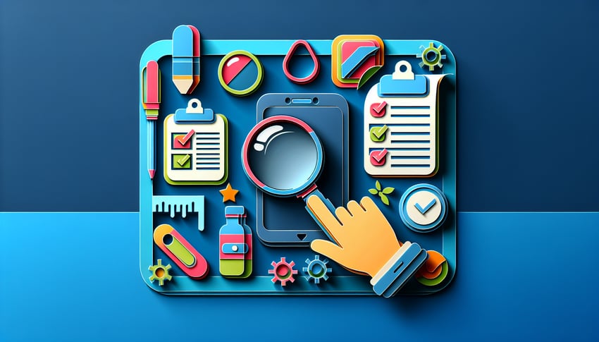 Paper art illustration depicting a product testing survey form for FormCreatorAI article