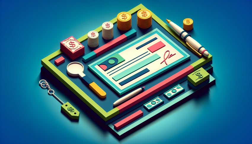 Paper art illustration depicting a check request form template for a financial management article
