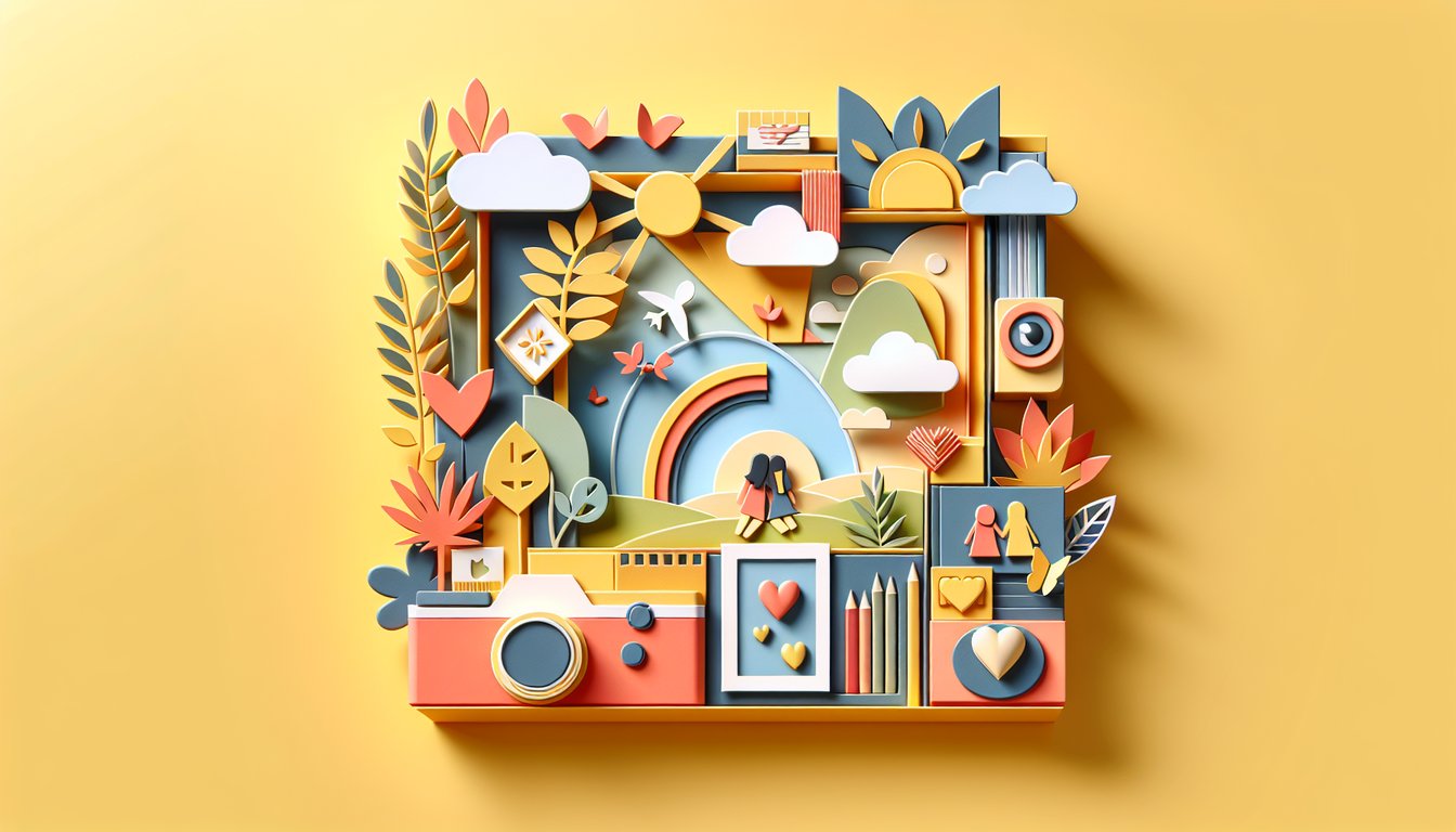 Colorful paper art illustration depicts a fun best friend application form with playful design elements.