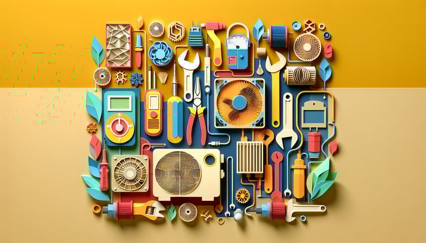 Paper art illustration depicting an HVAC maintenance checklist for a form template article