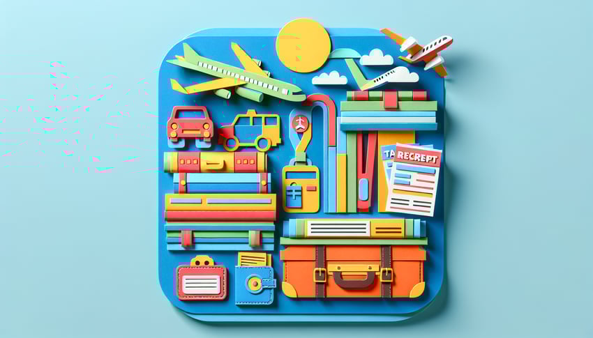paper art illustration depicting travel expense reimbursement form for FormCreatorAI article