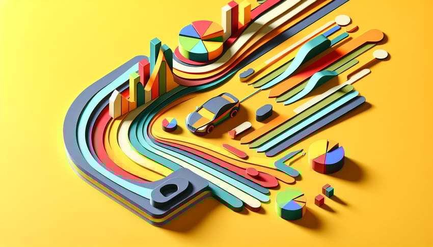 Paper art illustration depicting a market analysis template form for FormCreatorAI article