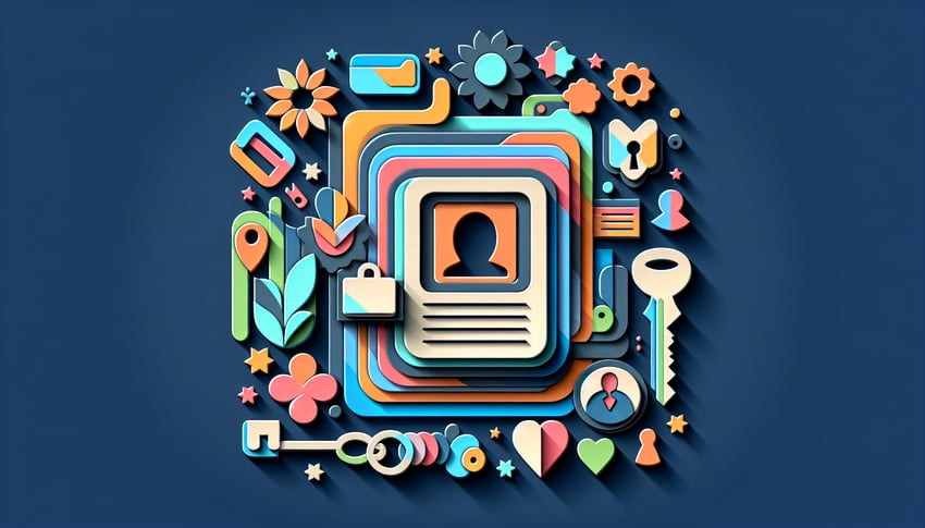 Paper art illustration featuring an ID card request form for an article on FormCreatorAI