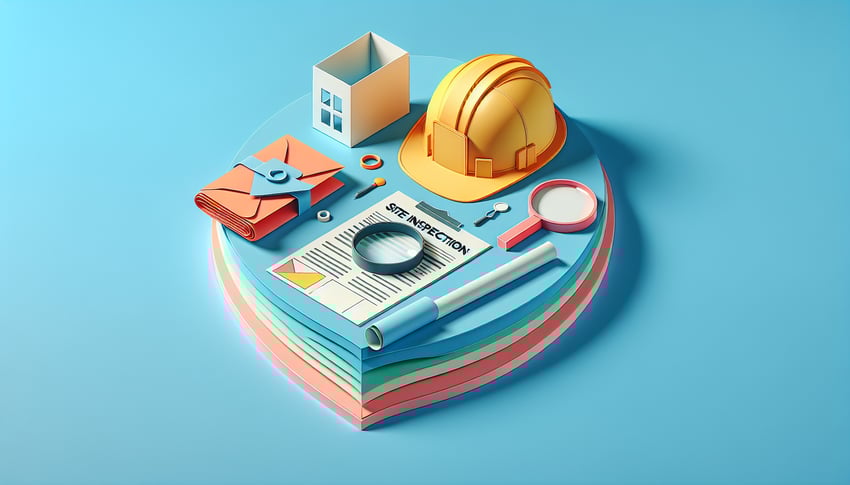 Paper art illustration depicting a site inspection form template for FormCreatorAI article