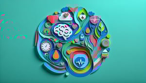 Paper art illustration of PHQ-9 Rating Scale Form Template for mental health assessment and evaluation.