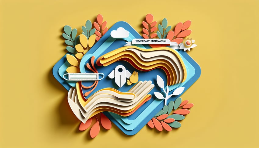 Paper art illustration featuring a temporary guardianship form template for FormCreatorAI