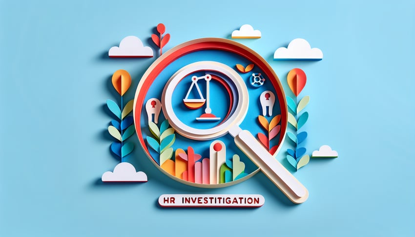 Paper art illustration showcasing an HR investigation form template for FormCreatorAI