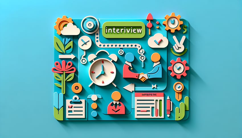 Paper art illustration featuring an interview schedule form layout for FormCreatorAI article