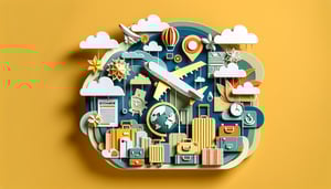 Paper art illustration depicting a travel disclaimer and insurance waiver form template for FormCreatorAI article