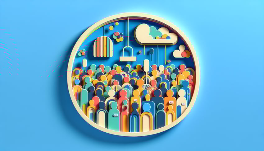 Colorful paper art illustration depicting a silent auction donation form template for FormCreatorAI.