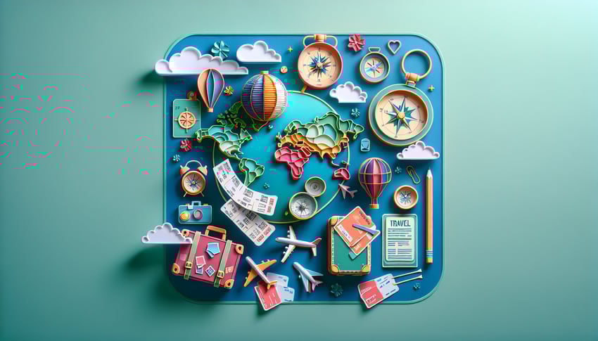 Paper art illustration featuring a travel plan form with design elements for an article about travel planning.