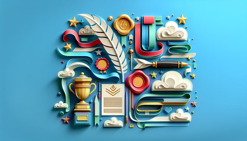 Paper art illustration featuring an award application form template for FormCreatorAI article