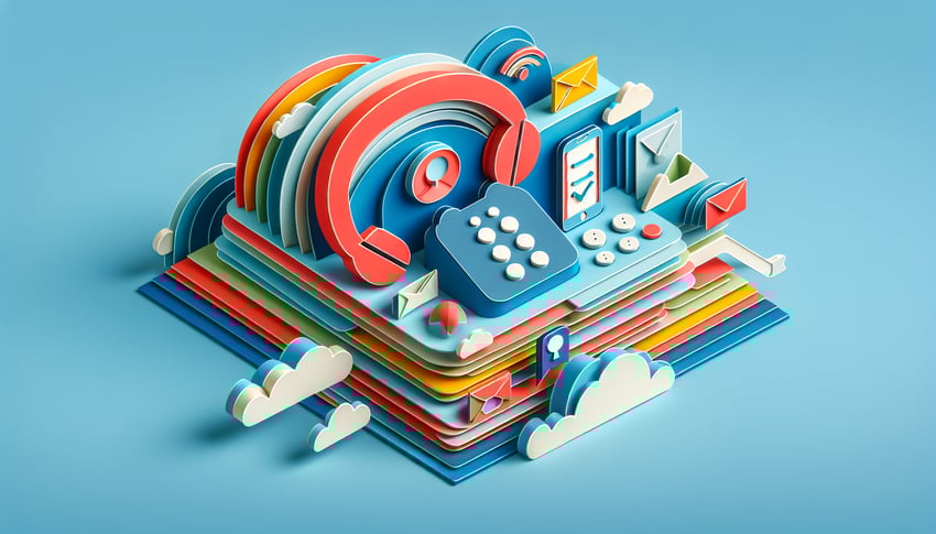 Paper art illustration featuring a simple contact form layout with fields for name, email, and message.