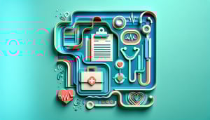 Colorful paper art illustration depicting a patient progress notes form template for FormCreatorAI
