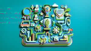 Paper art illustration depicting an employee of the month form template for FormCreatorAI article