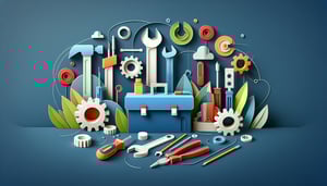 Paper art illustration featuring a maintenance request form for FormCreatorAI article