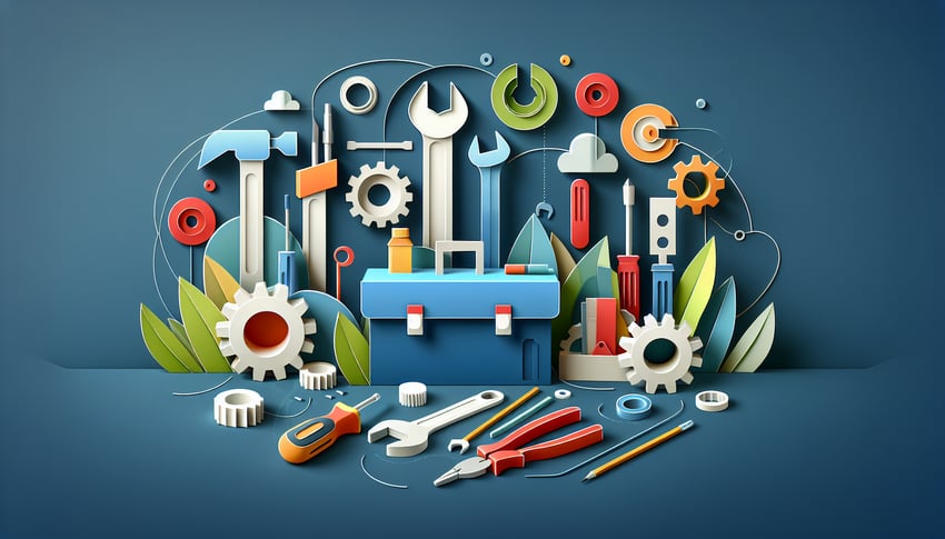 Paper art illustration featuring a maintenance request form for FormCreatorAI article