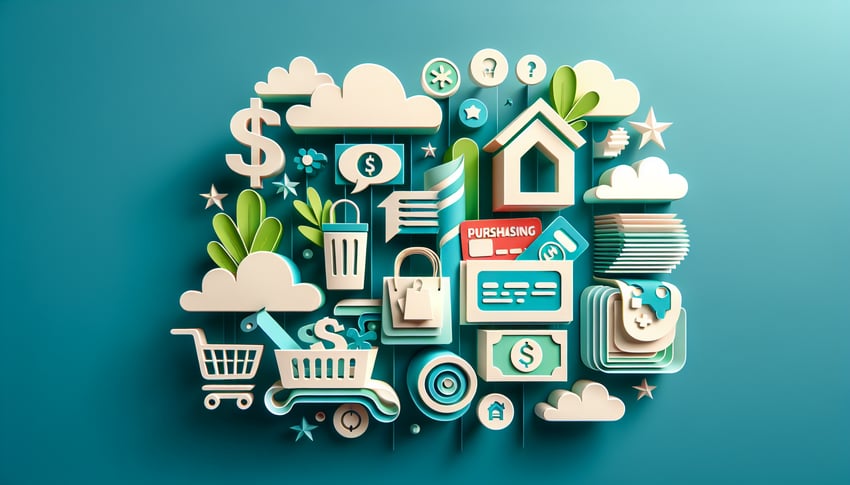 paper art illustration representing a household expenditure report form template with creative elements and design