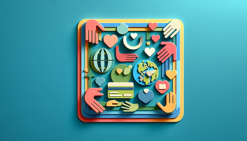 Paper art illustration depicting a Stripe donation form for FormCreatorAI article