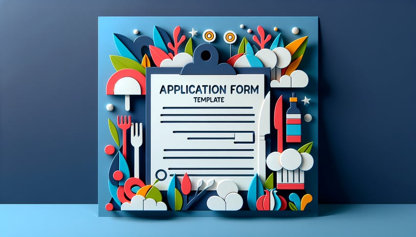 Paper art illustration showcasing a restaurant application form template for FormCreatorAI
