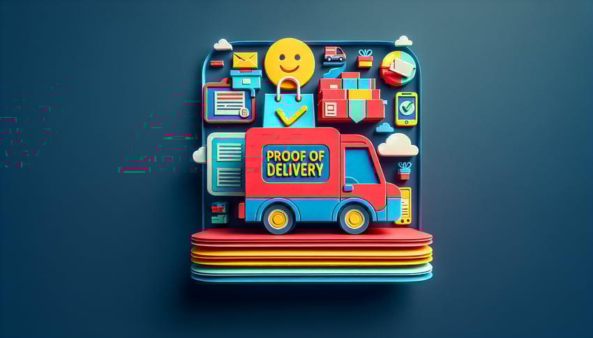 Paper art illustration depicting a proof of delivery form for FormCreatorAI article