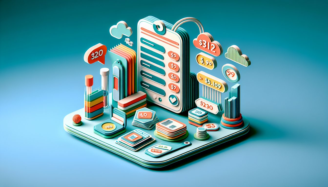 Paper art illustration related to price list form template and FormCreatorAI showcasing creativity and design elements