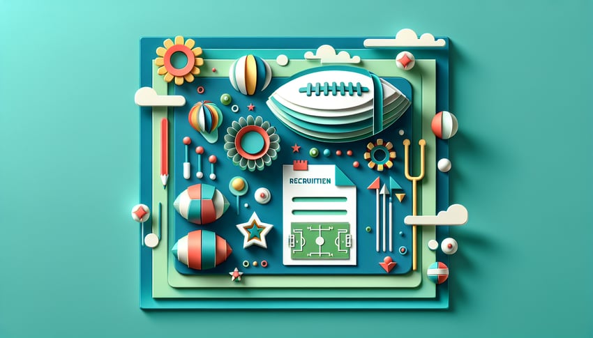 Paper art illustration depicting a football team application form template for FormCreatorAI article.
