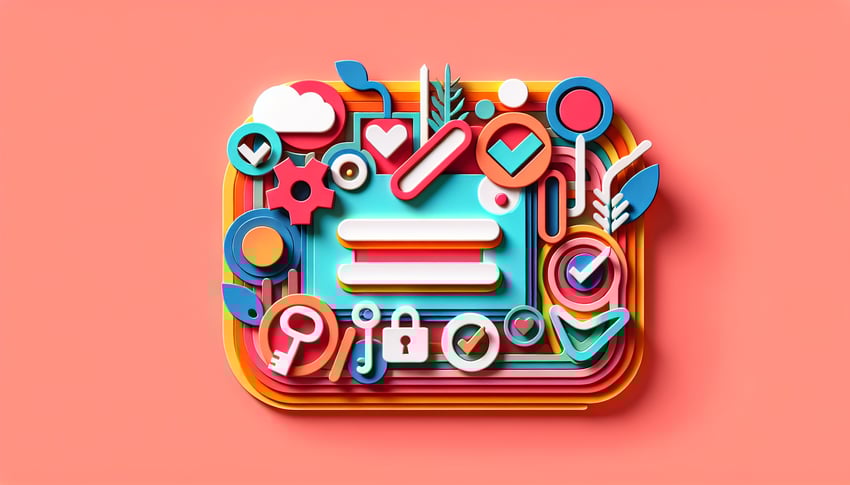 Paper art illustration featuring a simple registration form design for FormCreatorAI article