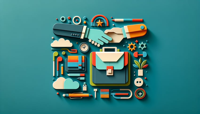 Paper art illustration depicting a new hire employment package form template for FormCreatorAI article