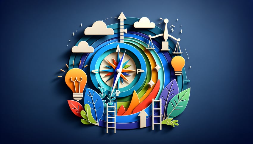 Paper art illustration depicting a life coach intake form design and related elements for an informative article.