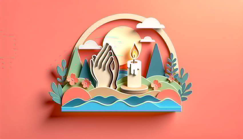 Paper art illustration featuring a prayer request form for FormCreatorAI article