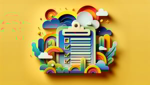 Paper art illustration featuring a Bootstrap survey form design and elements related to FormCreatorAI