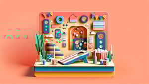 Paper art illustration featuring a cornhole board and bean bags for tournament registration form template.