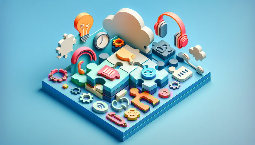 Paper art illustration depicting a CRM support ticket form for FormCreatorAI article