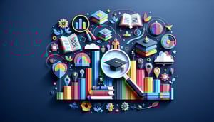 Paper art illustration featuring a form template for academic performance assessment and data collection