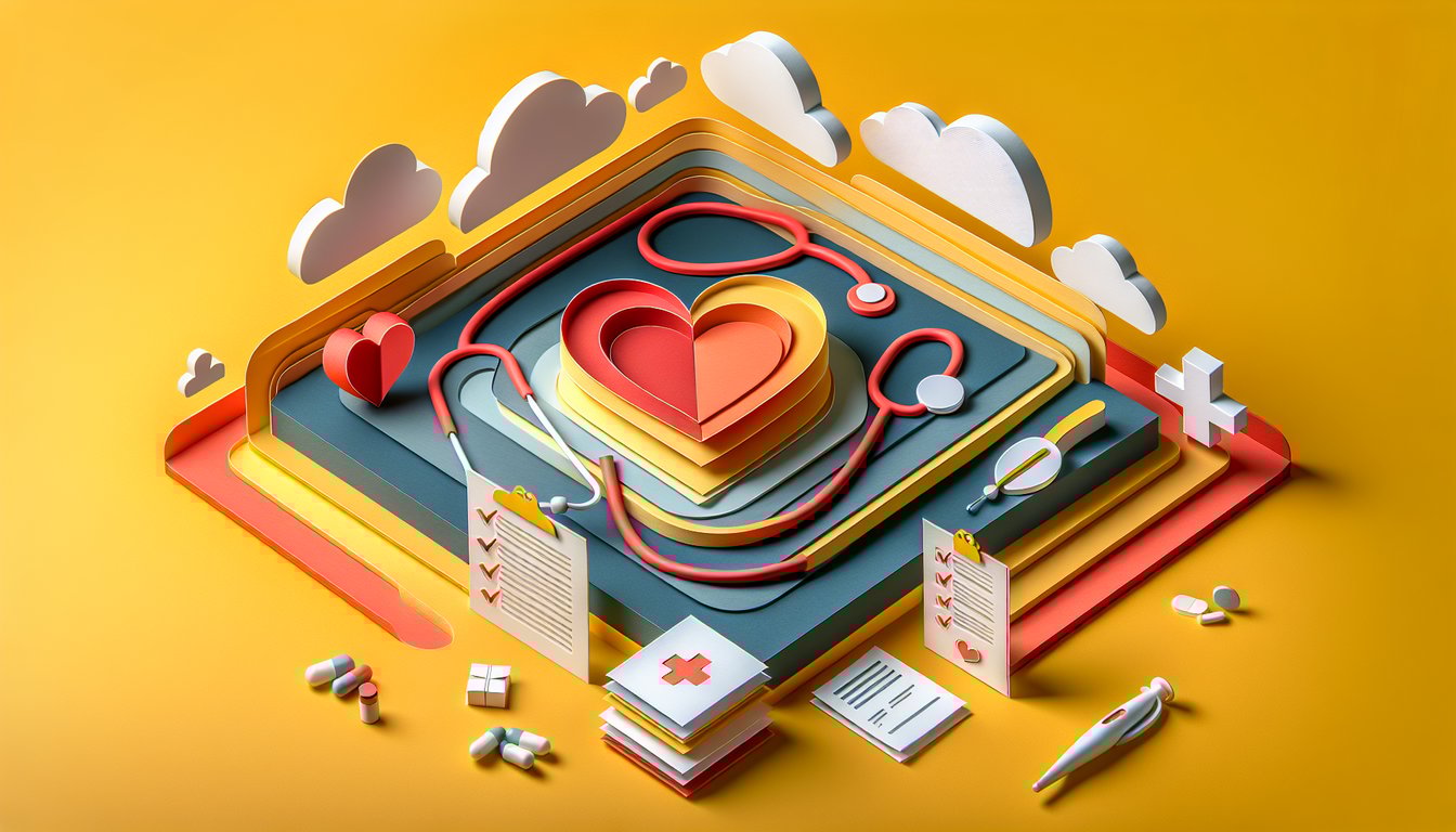 Paper art illustration depicting a Medicare prior authorization form template for FormCreatorAI article