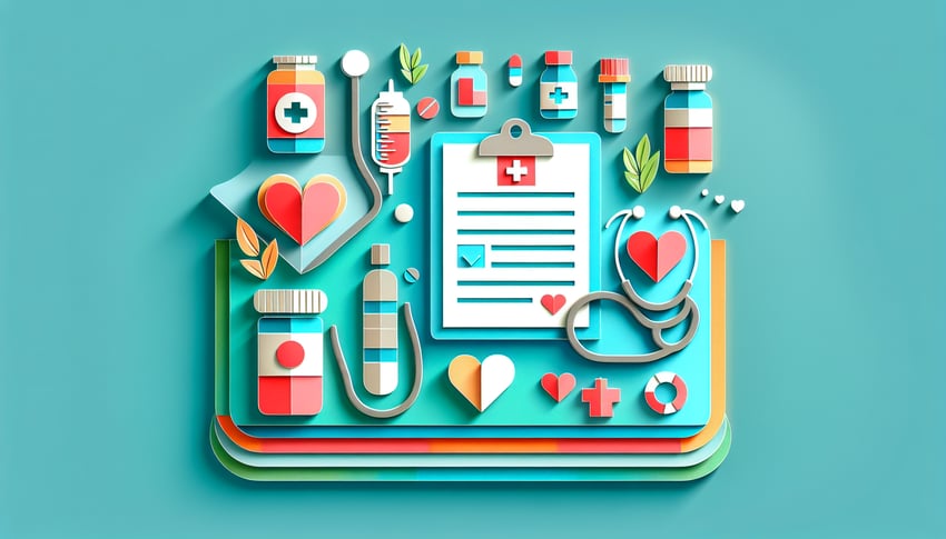 Paper art illustration depicting a physician referral form template for FormCreatorAI article
