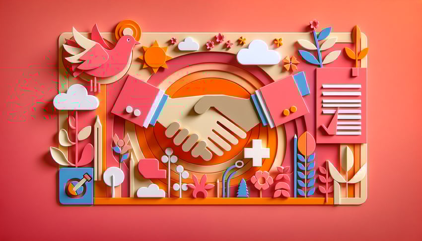 paper art illustration related to client agreement form template for FormCreatorAI article