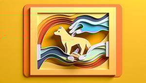 Paper art illustration depicting a dog ownership transfer form for FormCreatorAI article