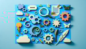 Paper art illustration depicting a software enhancement request form with vibrant colors and creative design elements