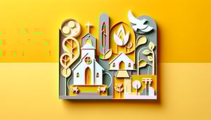 Paper art illustration depicting a church membership form template for FormCreatorAI article