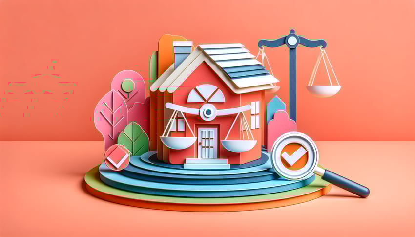 Paper art illustration featuring a checklist and home elements for house appraisal article.