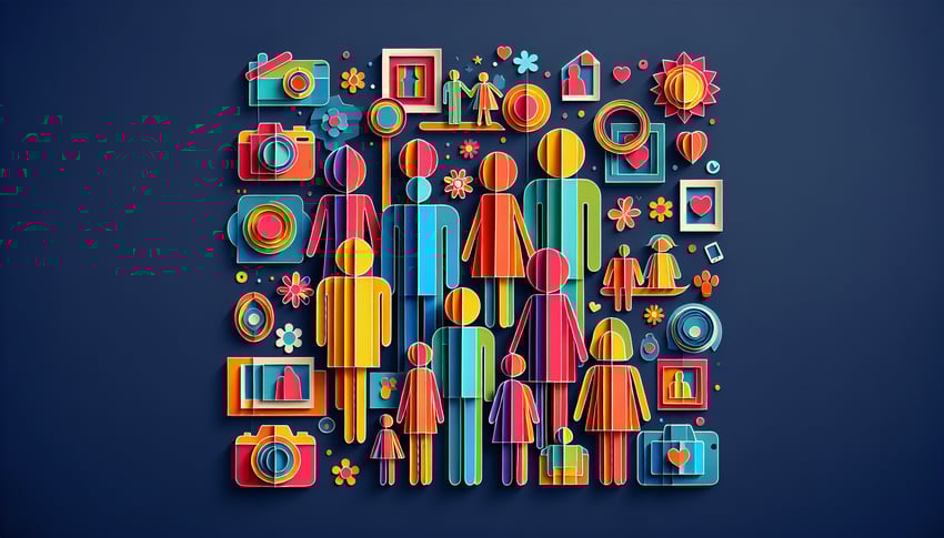 Paper art illustration depicting a family photography contract form template for FormCreatorAI article