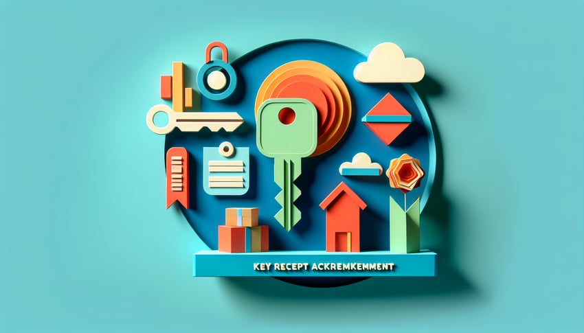 Paper art illustration representing a key receipt acknowledgement form template for FormCreatorAI article