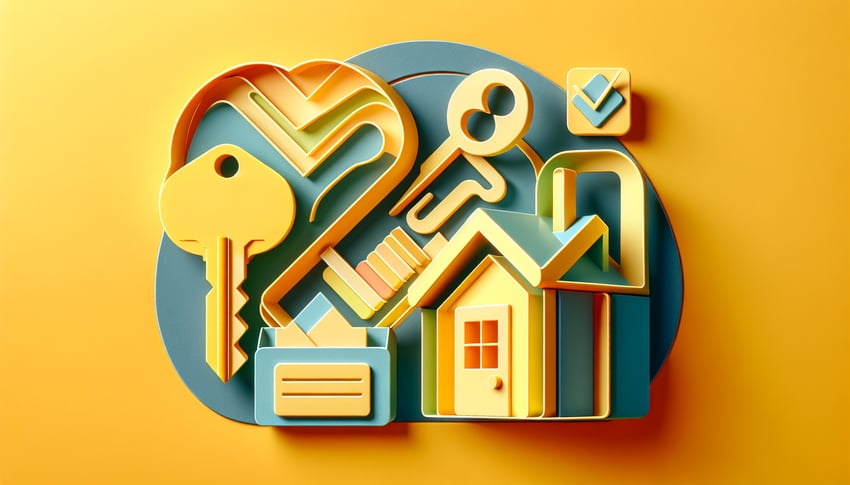 Paper art illustration depicting a residential rental application form design for FormCreatorAI article